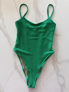 Koana Swim Lola Adjustable Tank One Piece Kelly Green Crinkle